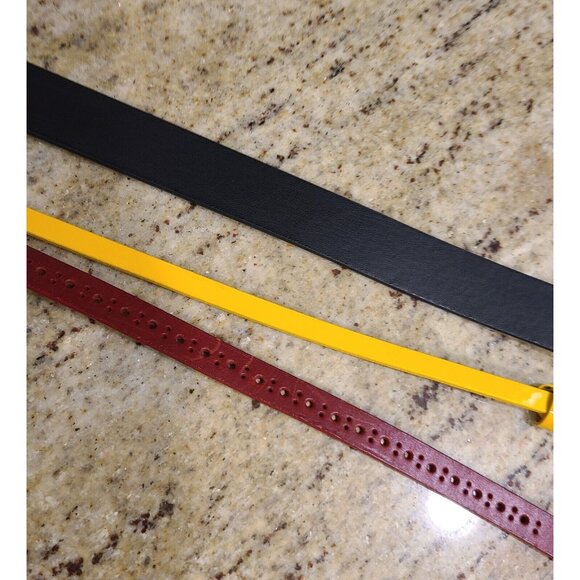 Lot of 3 Eddie Bauer Fasolo Leather Belts Faux Pearl Buckle Size XL Red Yellow - Picture 2 of 10